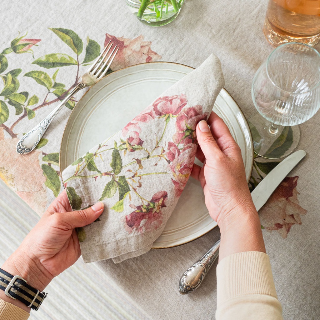 Napkins ROSES / 6-pack MIX, 45x45cm, Natural