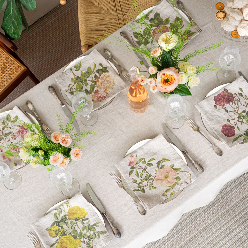 Napkins ROSES / 6-pack MIX, 45x45cm, Natural