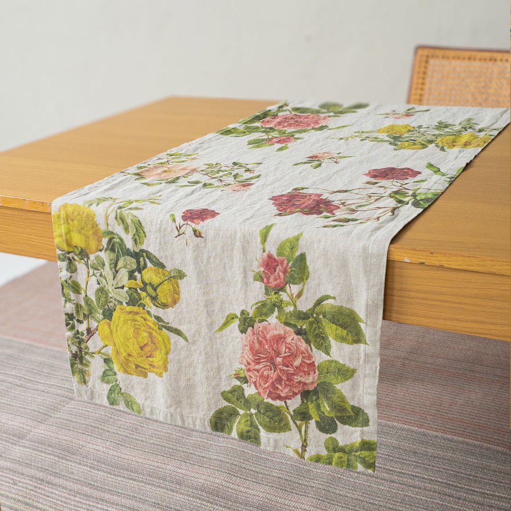 Table Runner ROSES / 48x136cm,  Natural
