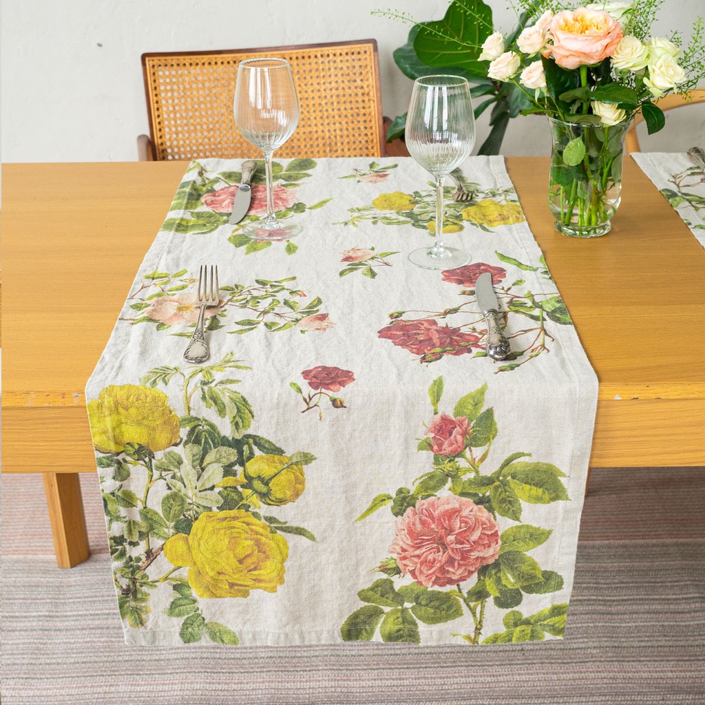 Table Runner ROSES / 48x136cm,  Natural