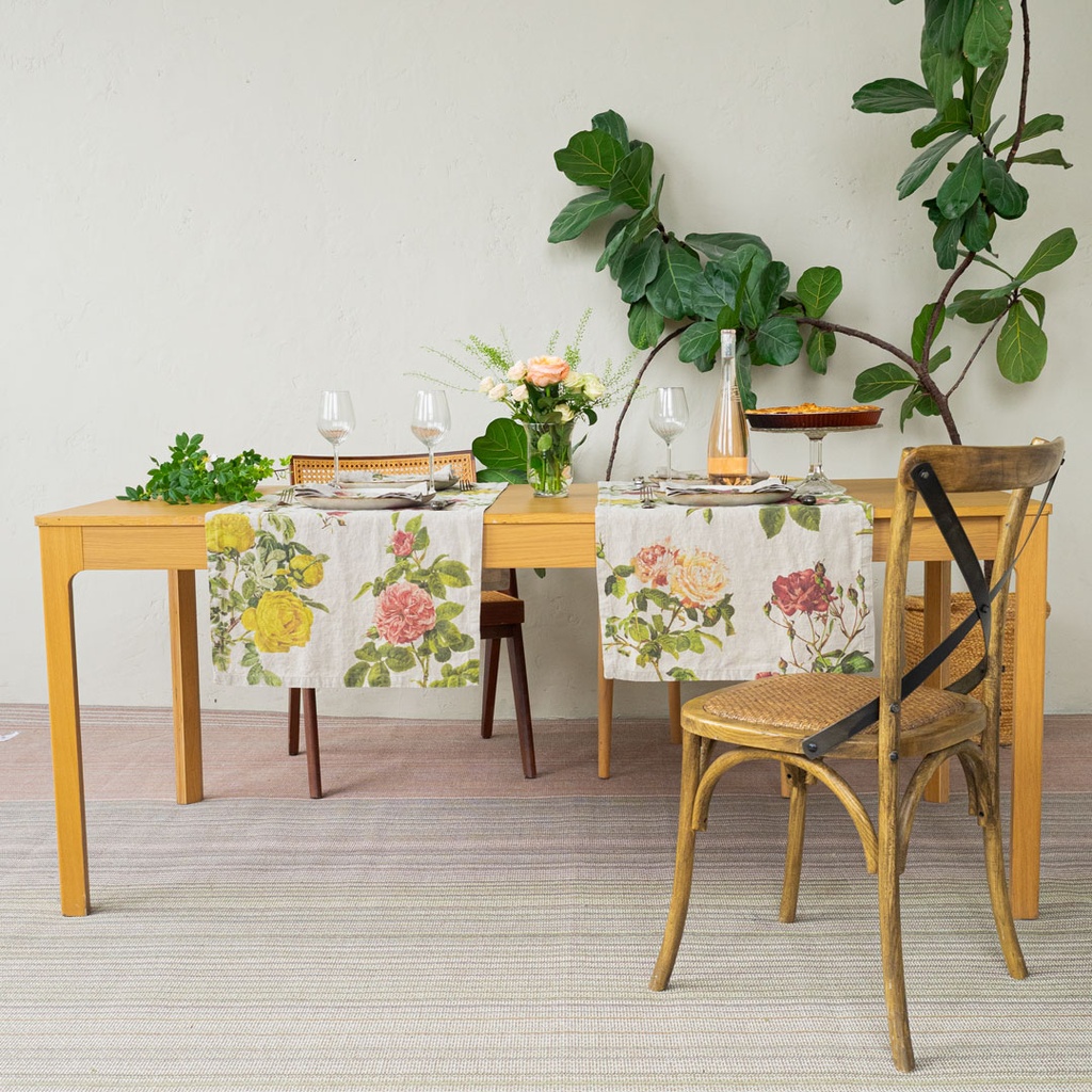 Table Runner ROSES / 48x136cm,  Natural