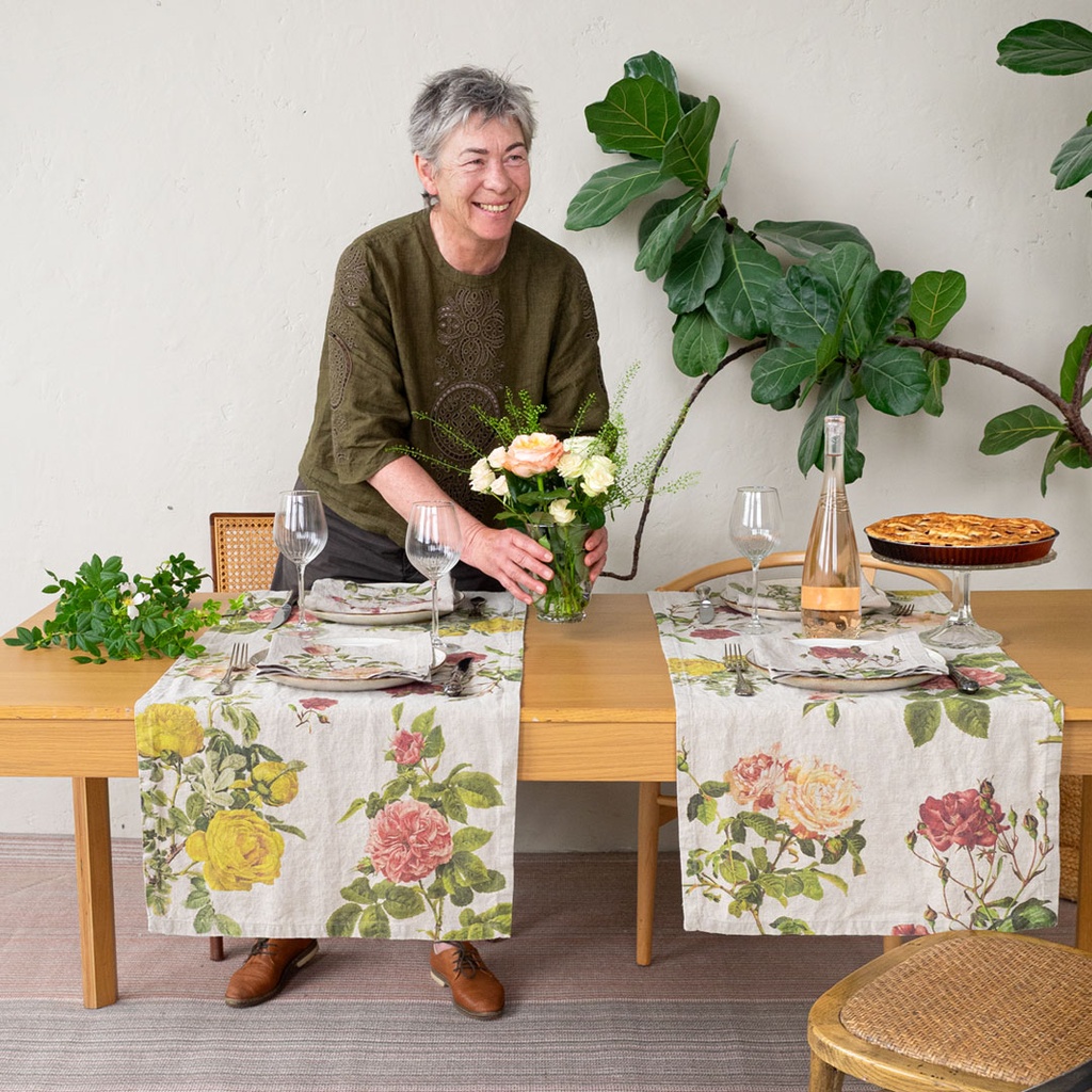 Table Runner ROSES / 48x136cm,  Natural