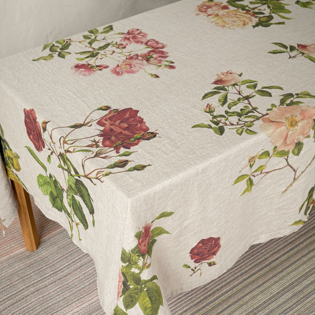 Linen tablecloth FARM ANIMALS / Natural