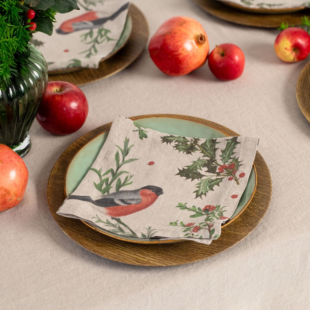 Napkins WINTER BULLFINCH / 6-pack MIX, 45x45cm, Natural