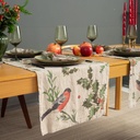 Table Runner WINTER BULLFINCH / 48x136cm,  Natural