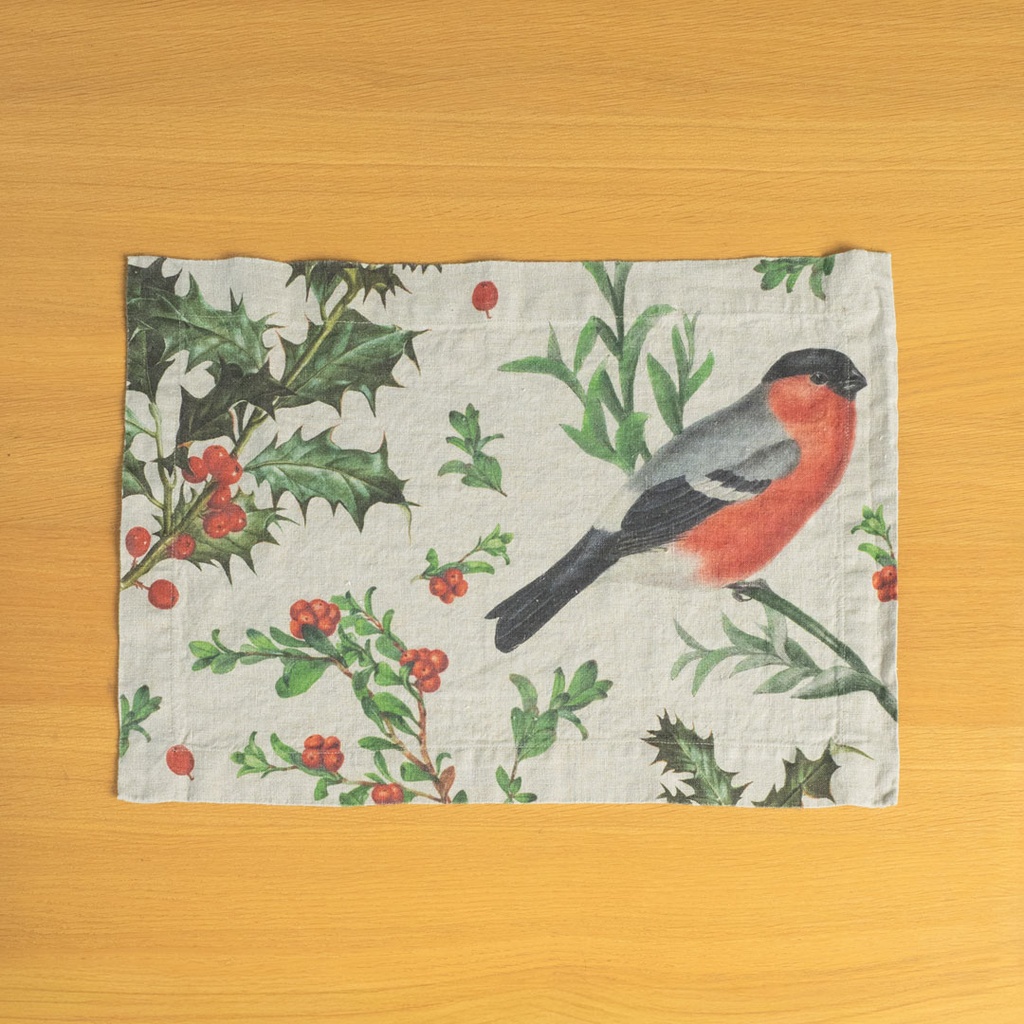 Placemats WINTER BULLFINCH / 2-pack, 35x50 cm,  Natural