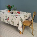 Linen tablecloth WINTER BULLFINCH / Natural