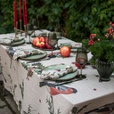 Linen tablecloth WINTER BULLFINCH / Natural