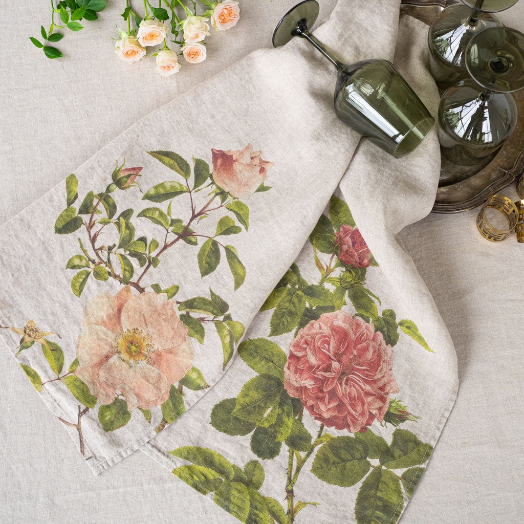 Kitchen Towels ROSES / 2-pack, 46x68cm, Natural