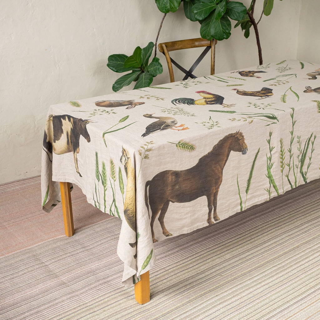 Linen tablecloth ROSES / Natural