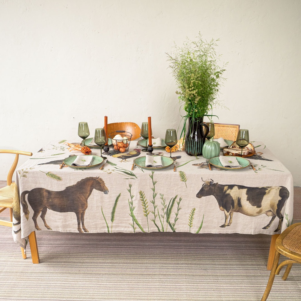 Linen tablecloth ROSES / Natural