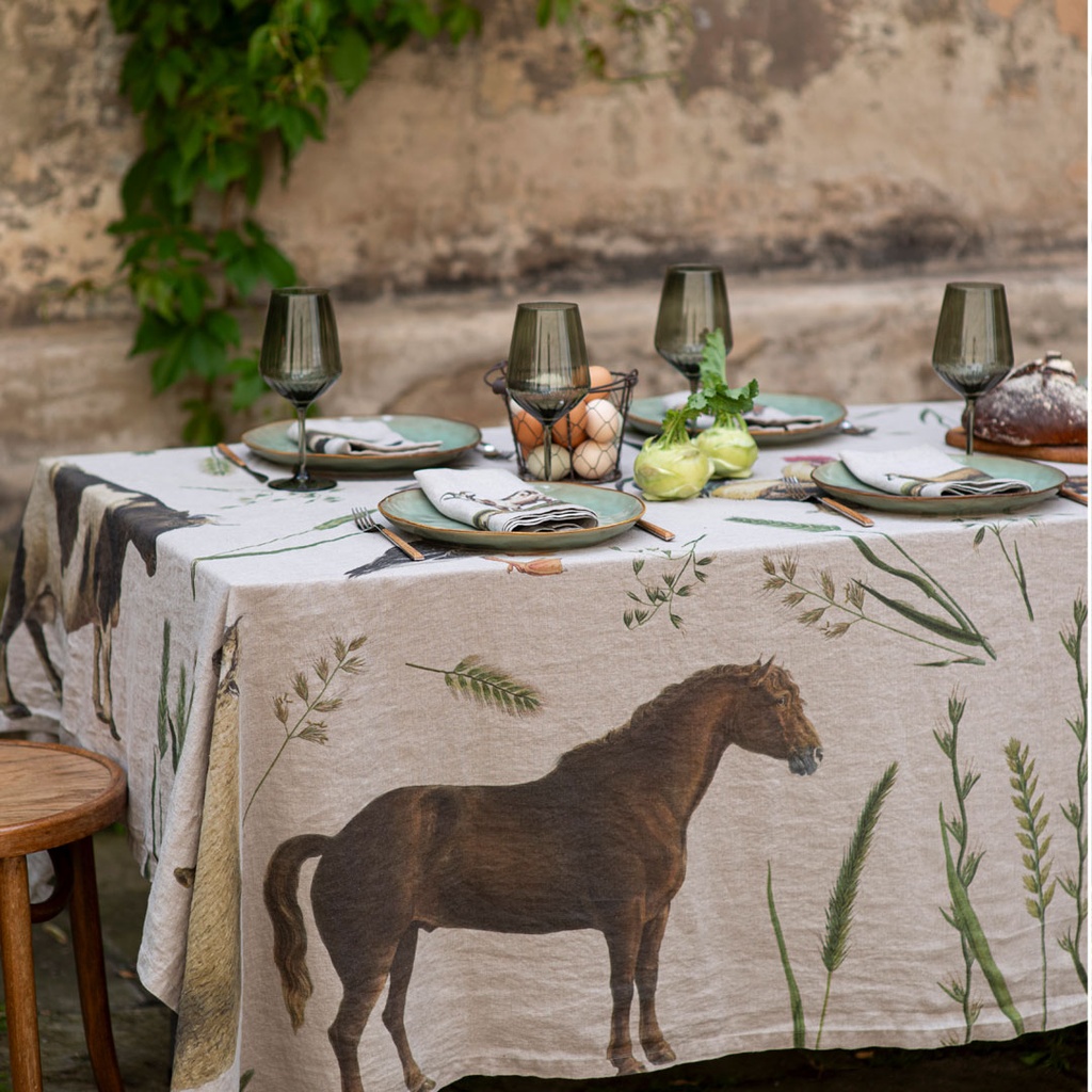 Linen tablecloth ROSES / Natural