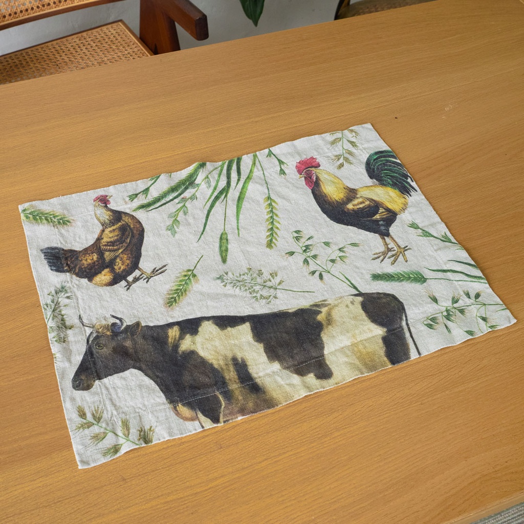 Placemats FARM ANIMALS / 2-pack, 35x50 cm,  Natural