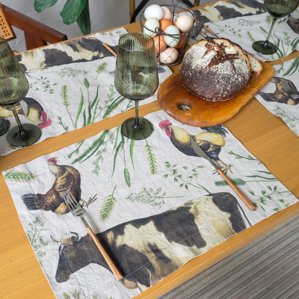Placemats FARM ANIMALS / 2-pack, 35x50 cm,  Natural