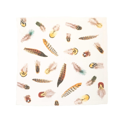 [3002SU-FEOF] Napkins FEATHERS / Off White; 45x45cm; 6-pack
