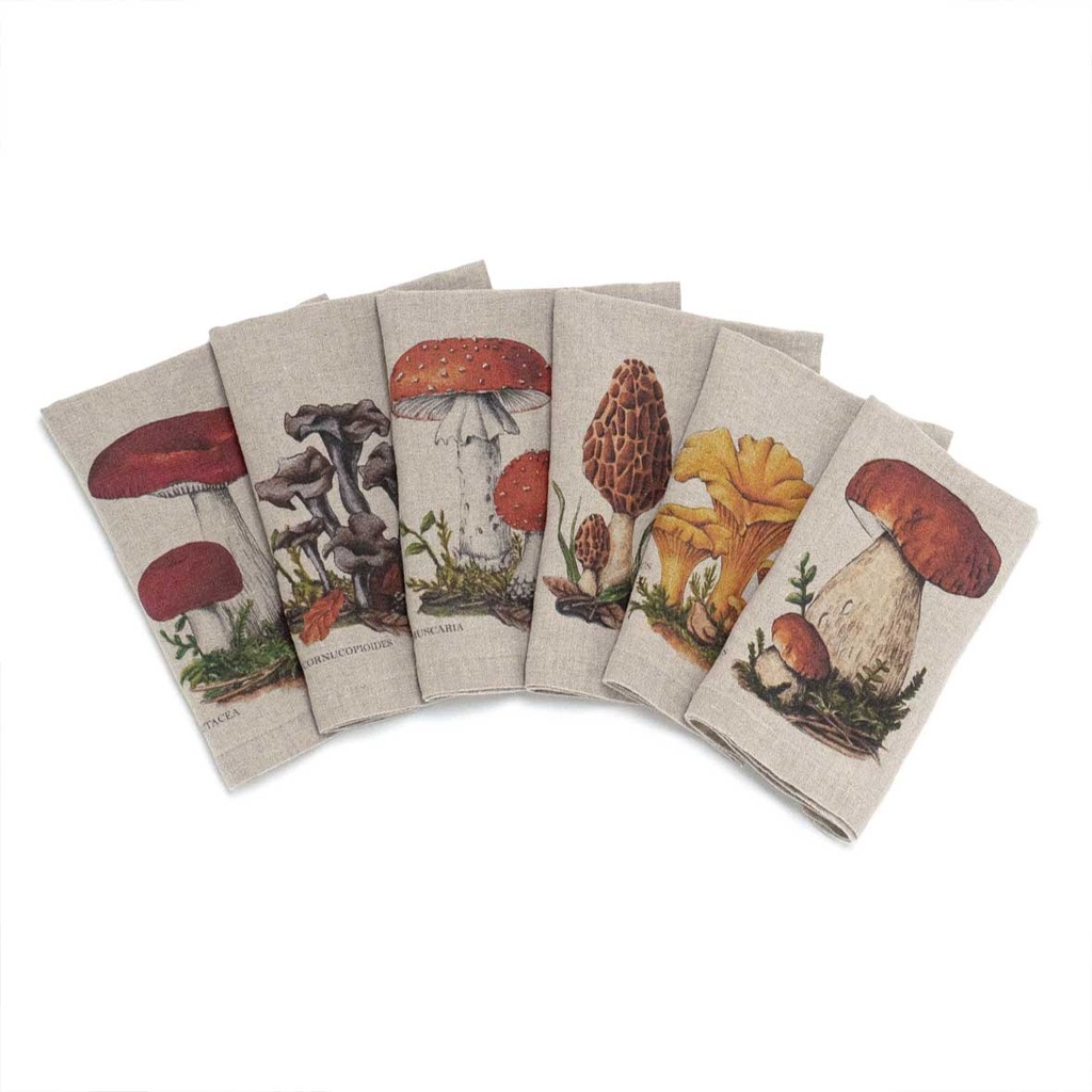 Napkins FOREST MUSHROOMS; 45x45cm; 6 un. /pack. MIX