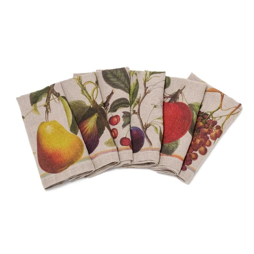 [3002SU-OFP6] Napkins ORCHARD FRUITS / 6-pack MIX; 45x45cm; Natural