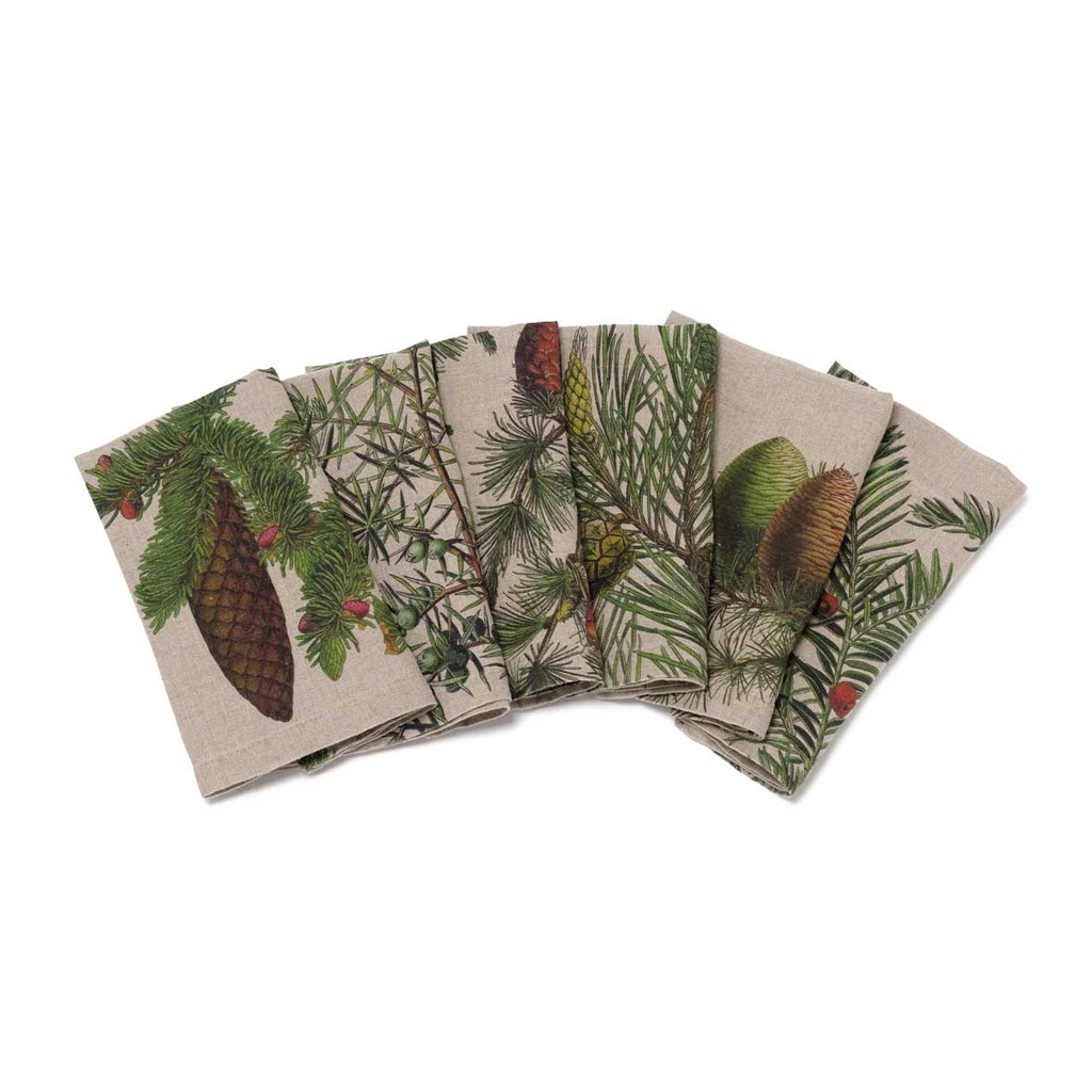 Napkins SHADY CONIFERS / 6-pack MIX; 45x45cm; Natural
