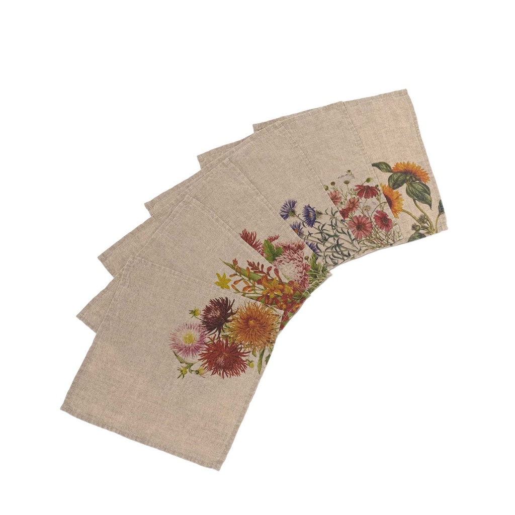 Cocktail Napkins COUNTRY FLOWERS / 6-pack MIX; 20x20cm