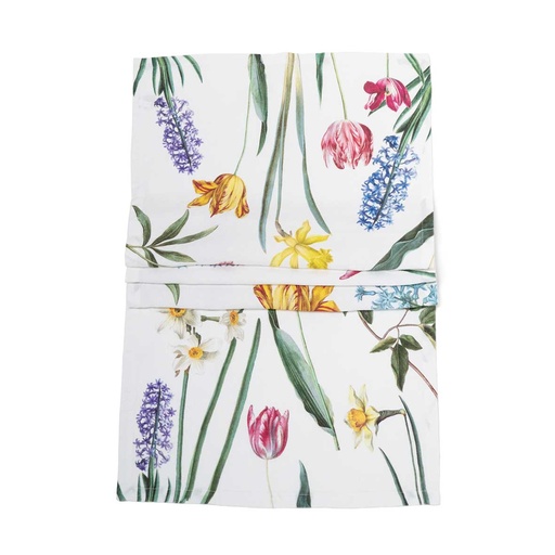[8002SUR-EFW] Table Runner EARLY FLOWERS  / 48x136cm; White