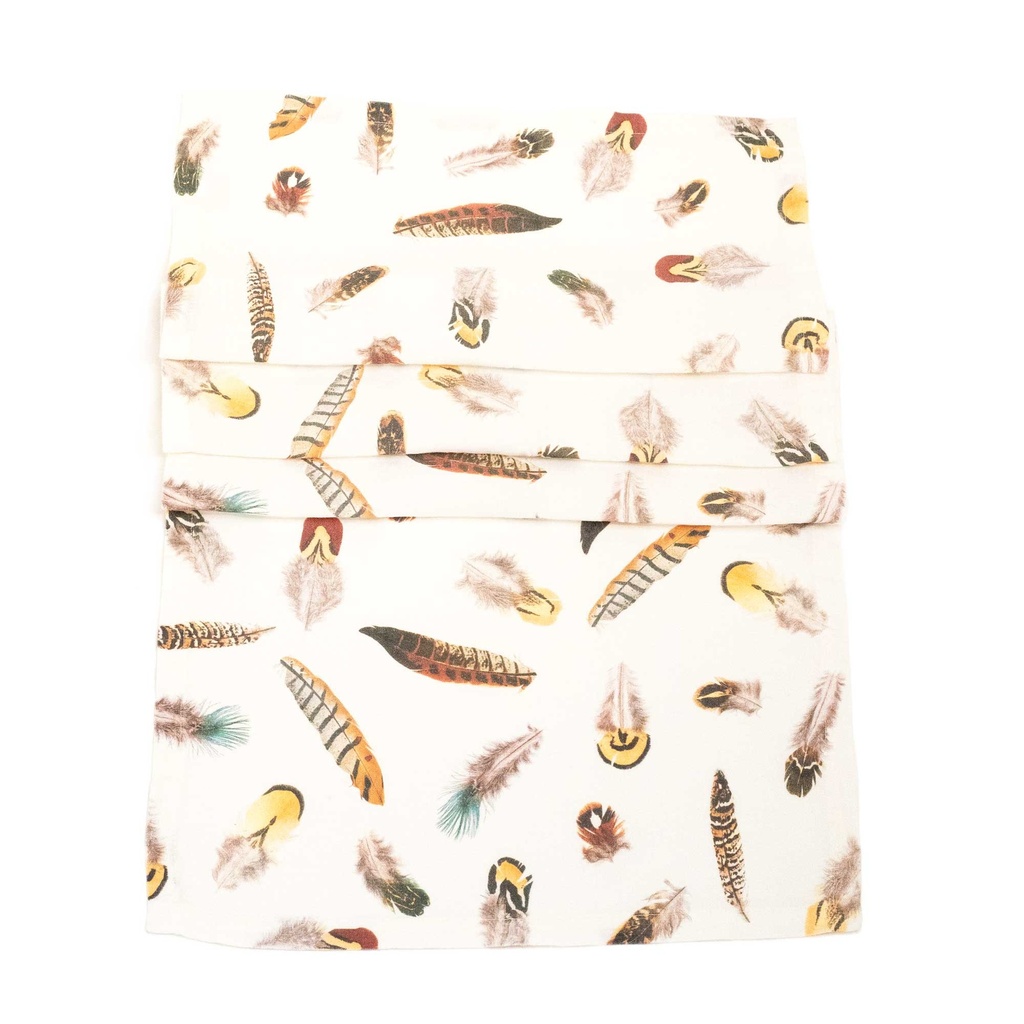 Table Runner FEATHERS  / Off White; 46x136cm