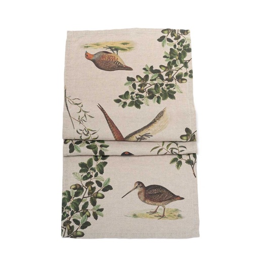 [8002SUR-FB] Table Runner FOREST BIRDS / 48x136cm
