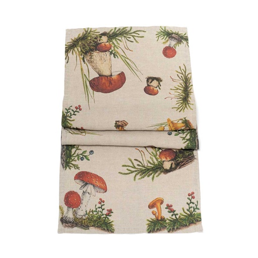 [8002SUR-FM] Table Runner FOREST MUSHROOMS / 48x136cm