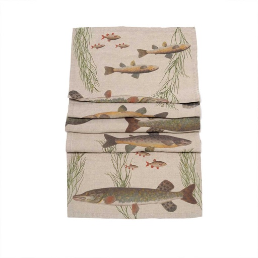 [8002SUR-FF] Table Runner FRESHWATER FISH  / 48x136cm;  Natural