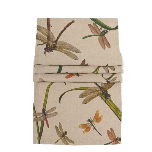 [8002SUR-LD] Table Runner LAKESIDE DRAGONFLIES / 48x136cm