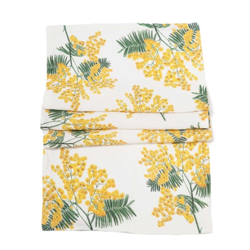 [8002SUR-YF1O] Table Runner MIMOSA OW / 46x136cm