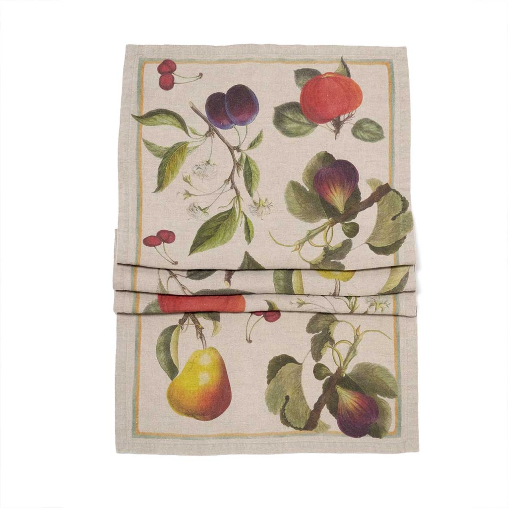 Table Runner ORCHARD FRUITS  / 48x136cm;  Natural