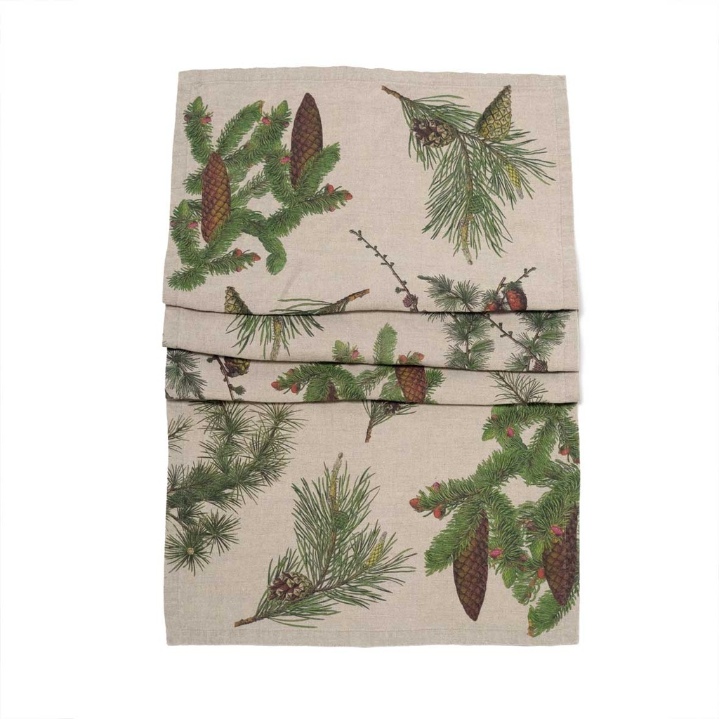 Table Runner SHADY CONIFERS / 48x136cm;  Natural