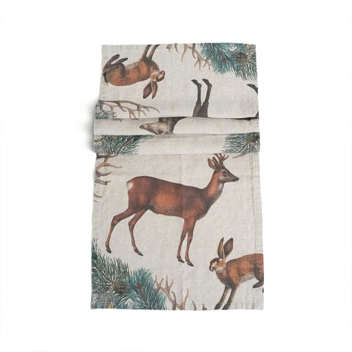 [8002SUR-AP] Table Runner WILD ANIMALS  / 48x136cm