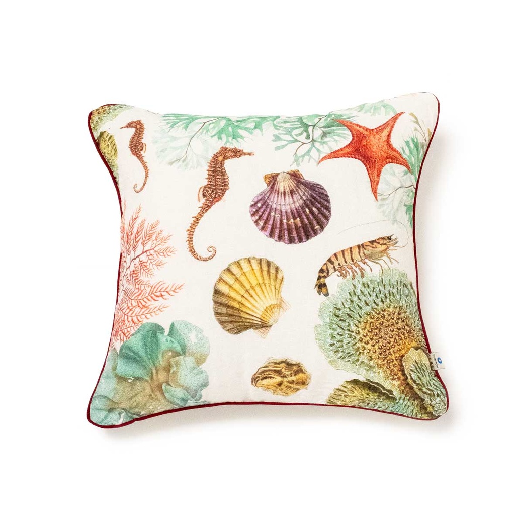 Cushion Cover OCEAN ANIMALS / zipper closure; 45x45cm; Off White