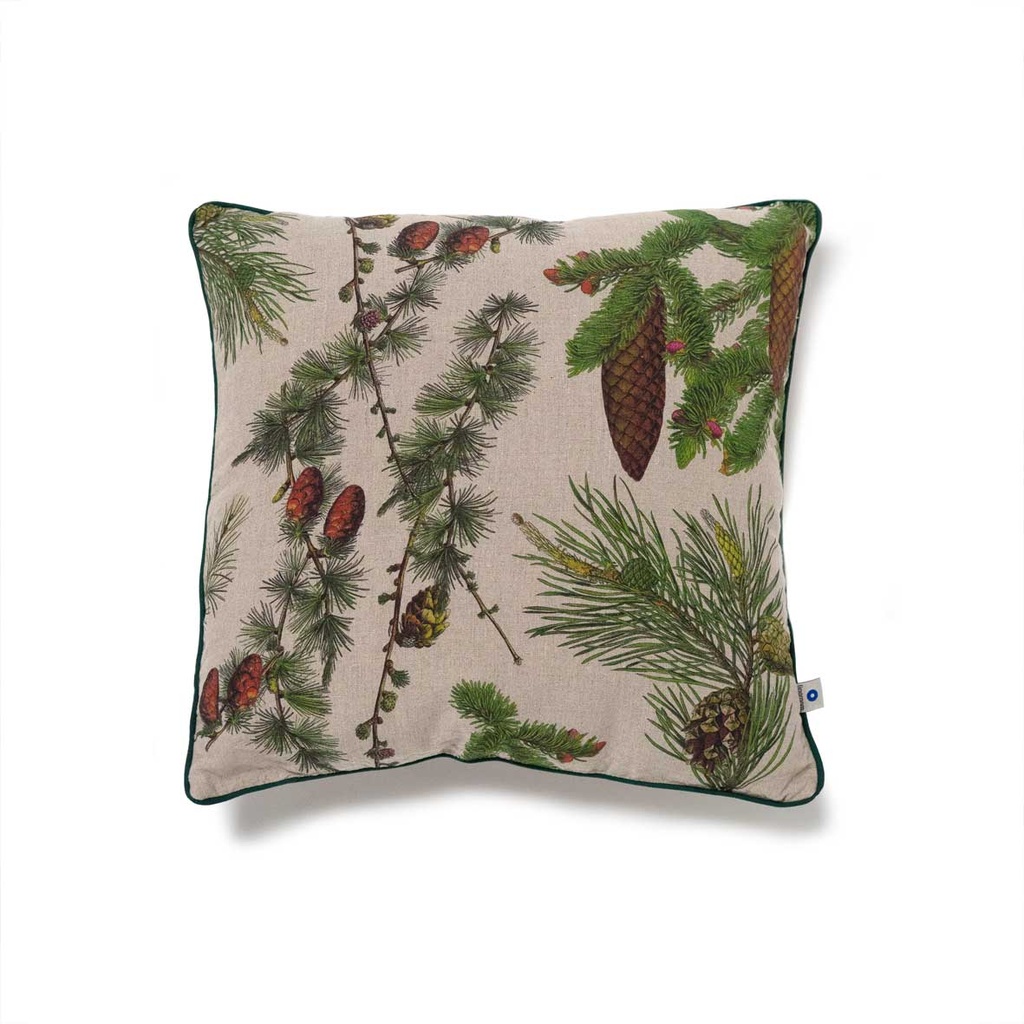 Cushion Cover SHADY CONIFERS / zipper closure; 45x45cm; Natural