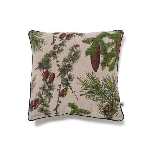 [2004SUR-SC] Cushion Cover SHADY CONIFERS / zipper closure; 45x45cm; Natural
