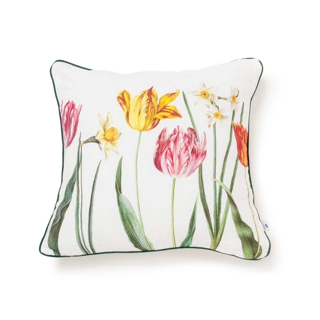 Cushion Cover TULIPS/ zipper closure; 45x45cm; White