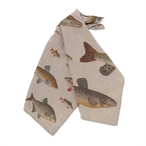 [6001M-FF] Kitchen Towels FRESHWATER FISH / 2-pack; 46x68cm; Natural