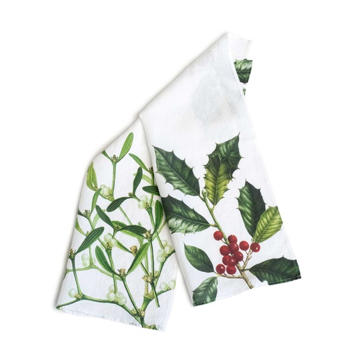 [6001M-HMW] Kitchen Towels HOLLY & MISTLETOE / 2-pack; 46x68cm; White 