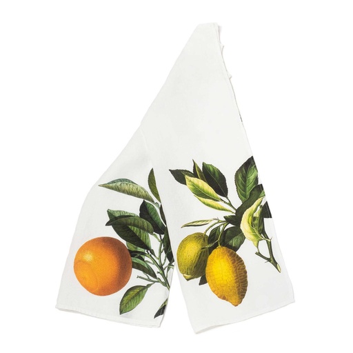 [6001M-OLW] Kitchen Towels ORANGE & LEMON / 2-pack; 46x68cm; White