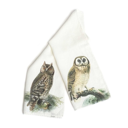 [6001M-OEO] Kitchen Towels OWL & EAGLE-OWL / 2-pack; 46x68cm; Off-White