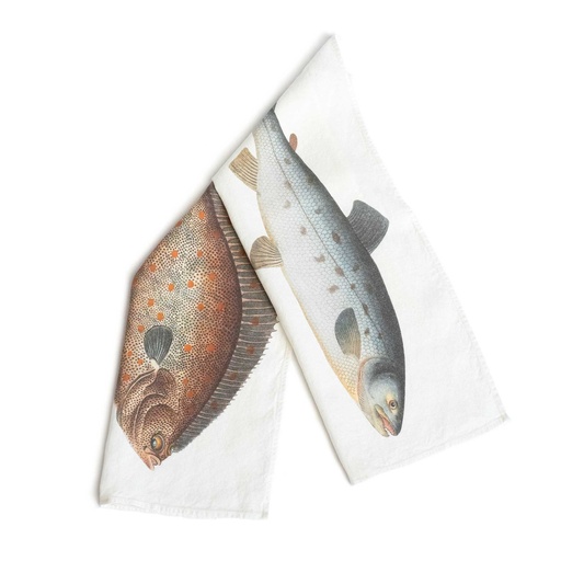 [6001M-STO] Kitchen Towels SALMON & TURBOT / 2-pack; 46x68cm; Off-White