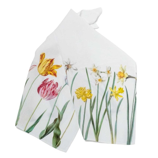 [6001M-TNW] Kitchen Towels TULIPS & NARCISSUS / 2-pack; 46x68cm; White