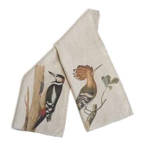 [6001M-WH] Kitchen Towels WOODPECKER & HOOPO /2-pack; 46x68cm   