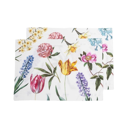[8003SUM-EFW] Placemats EARLY FLOWERS /  2-pack; 35x50cm; White