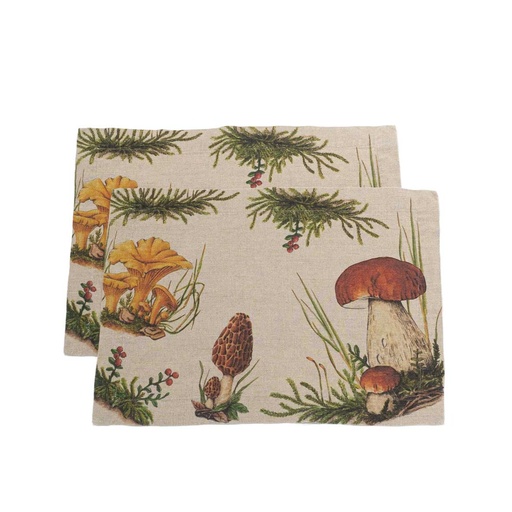 [8003SUM-FM] Placemats FOREST MUSHROOMS /  2-pack; 35x50cm