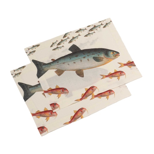 [8003SUM-SFO] Placemats SEA FISH /  2-pack; 35x50cm; Off-White