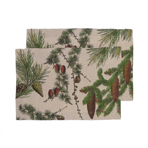 [8003SUM-SC] Placemats SHADY CONIFERS / 2-pack; 35x50cm;  Natural