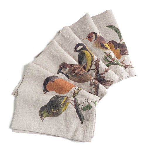 [3002SU-SBP6] Napkins SMALL BIRDS / 6-pack MIX (45x45 cm / 18x18 in)