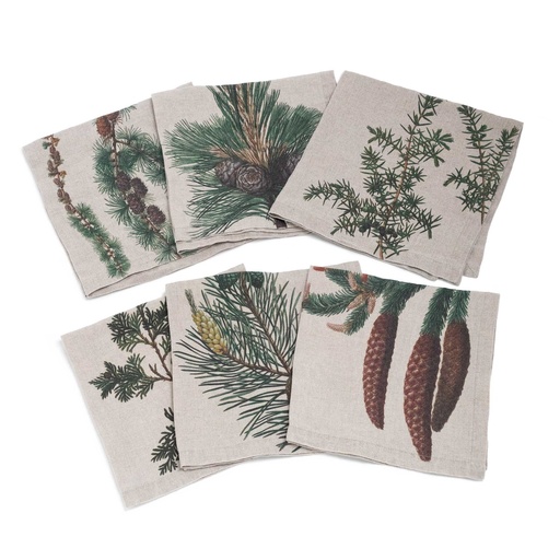 [3002SU-TCP6] Napkins TREES CONIFERS / 6-pack MIX (45x45 cm / 18x18 in)